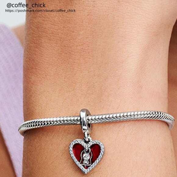 Pandora Red Heart & Keyhole Double Dangle Charm|Pendant - Picture 2 of 2